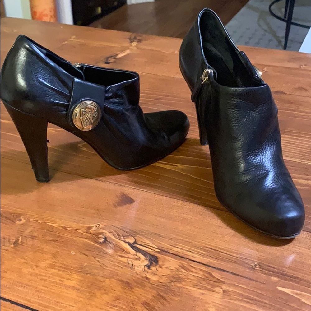 Gucci Hysteria Gold Medallion Boots Ankle Booties